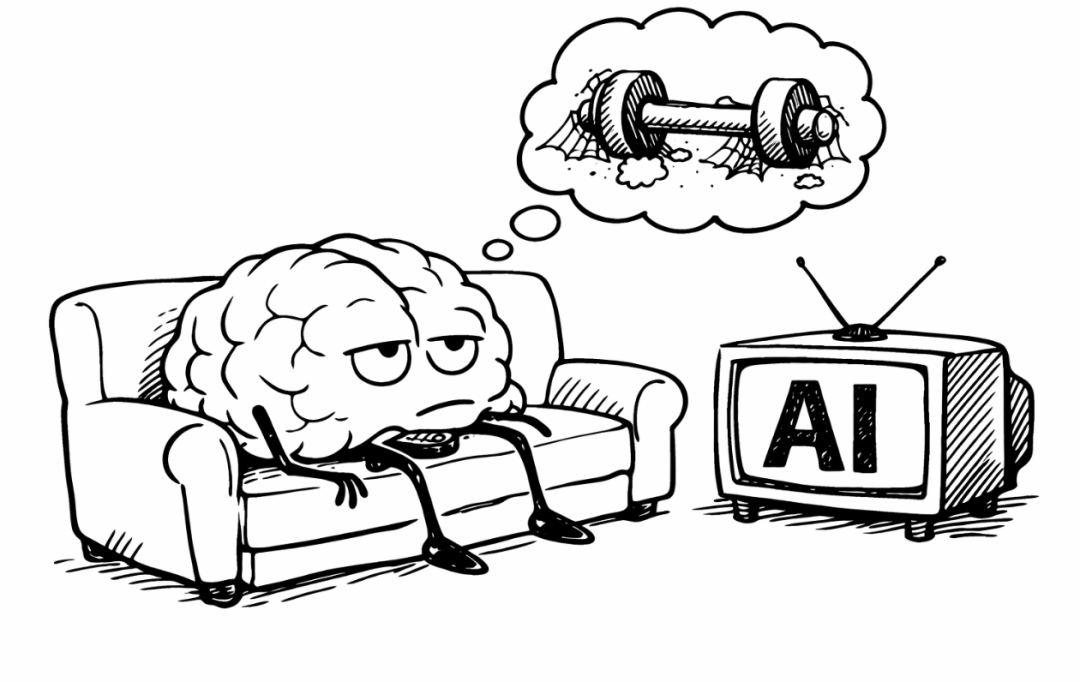 大脑因依赖AI而思考能力退化的漫画