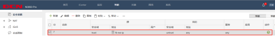 防火墙安全策略配置,trust区域源0.0.0.0到目的1.0.0.0/8动作deny