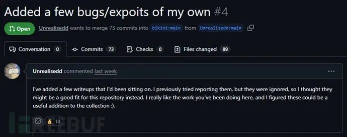 外部贡献者通过 Pull Request #4 添加新漏洞研究(来源:LevelBlue)