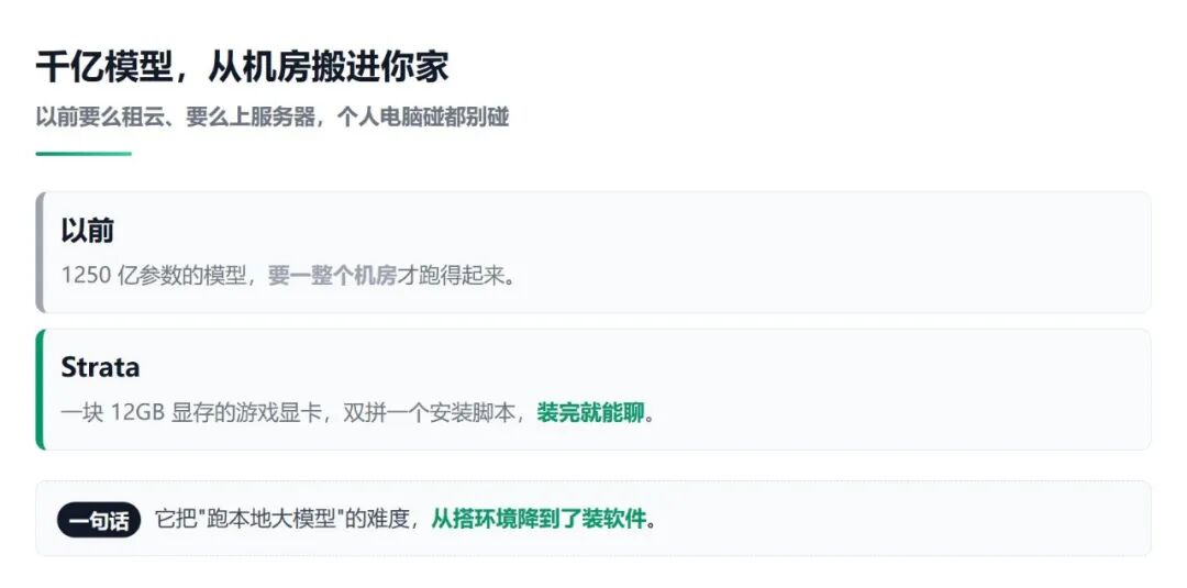 Strata 千亿模型从机房到个人电脑的对比