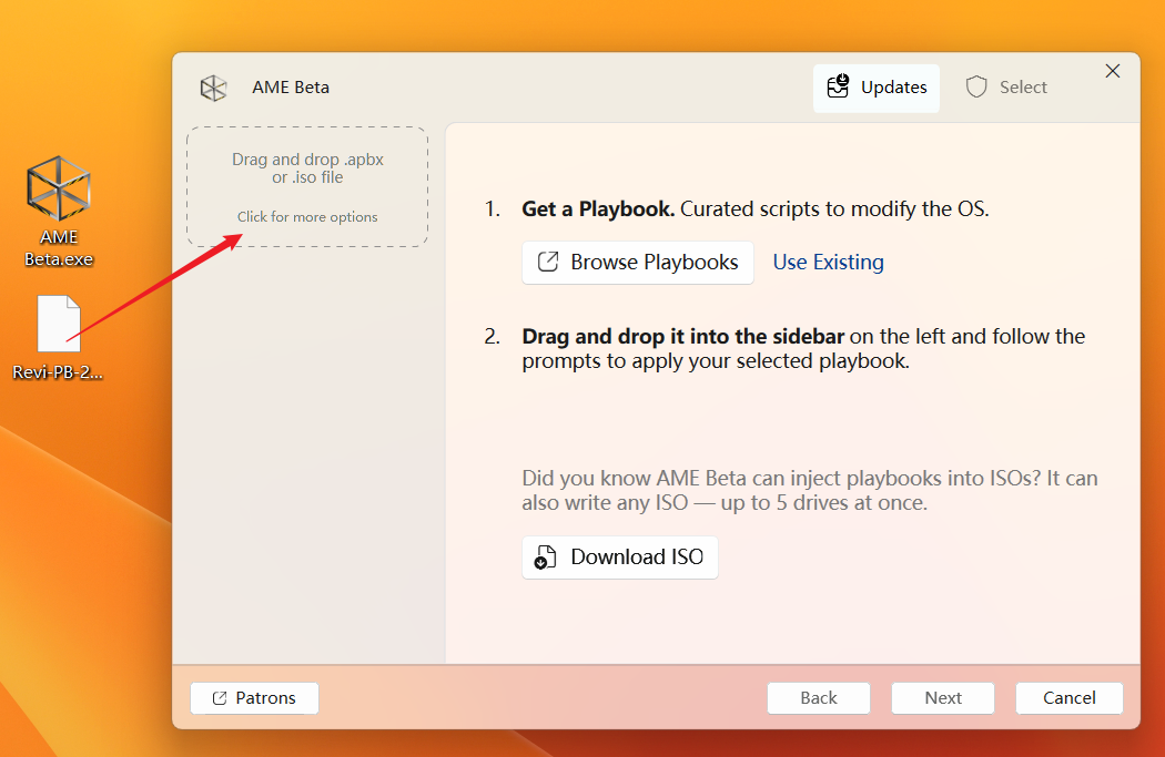 将Playbook文件拖放到AME Wizard
