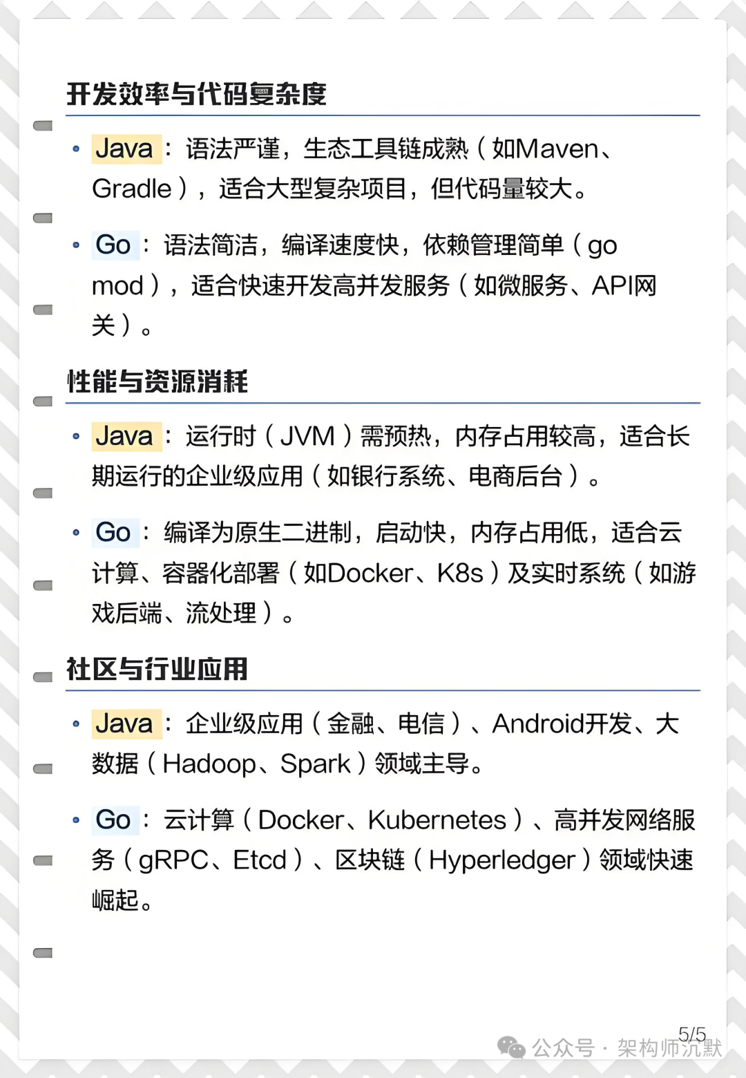 Java与Go核心差异解析图:生态适用场景总结