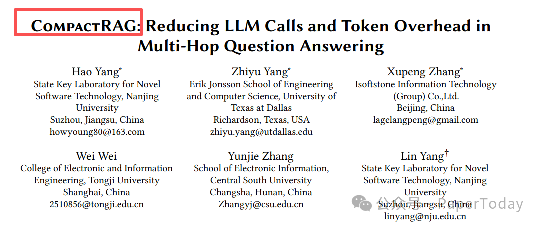 COMPACTRAG 论文标题与作者信息截图