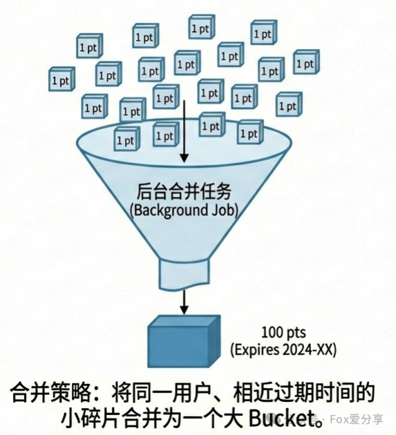 积分桶合并策略示意图