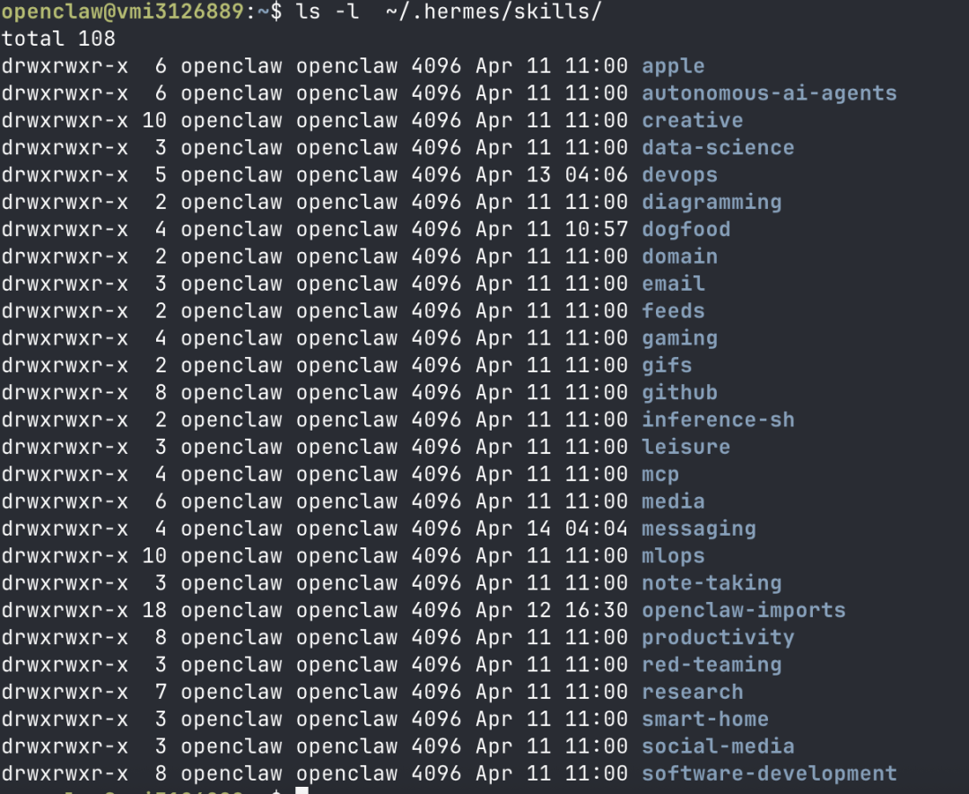 Hermes skills 目录下的技能分类