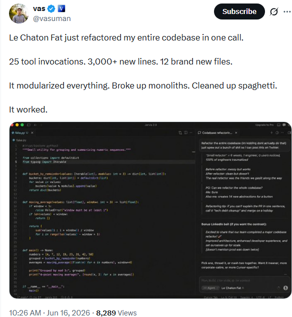 Le Chaton Fat重构代码库的IDE截图与对话