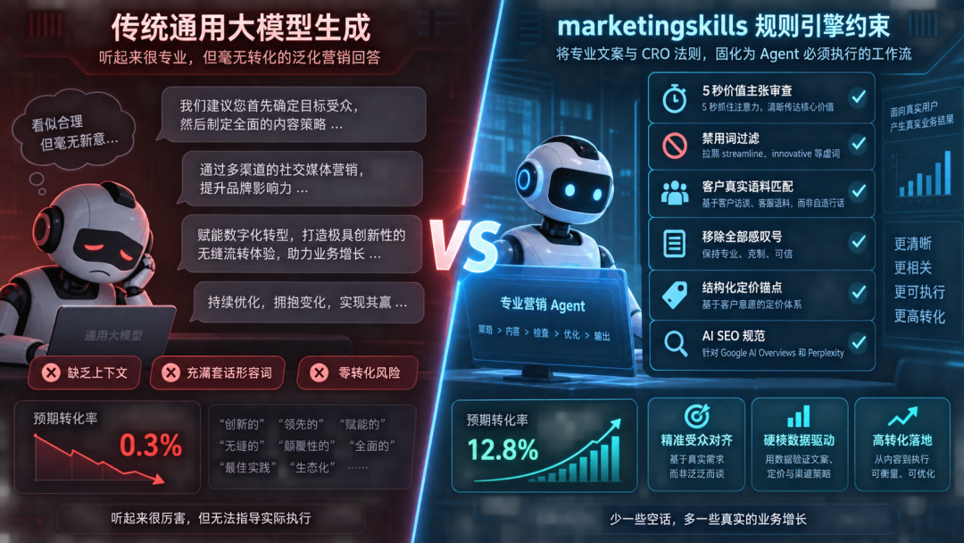 通用大模型泛化营销输出 vs 规则引擎约束下的专业营销 Agent 工作流对比
