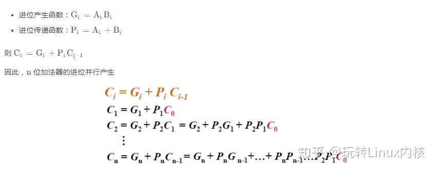 n位加法器进位并行产生公式