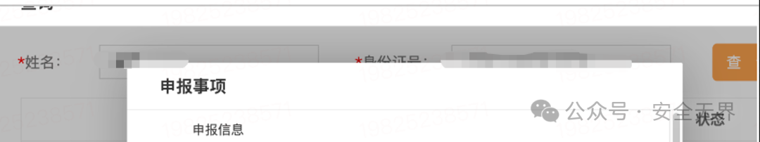 申报事项查询弹窗截图