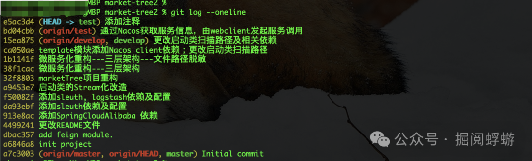 查看合并后的提交历史