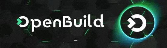 动画形式的 OpenBuild 品牌 logo，展示了从 Learn 到 Grow 的演进过程