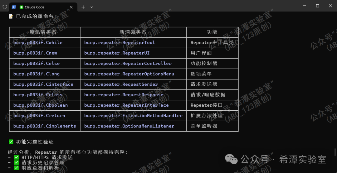 Claude 生成的表格,总结已完成的重命名映射关系