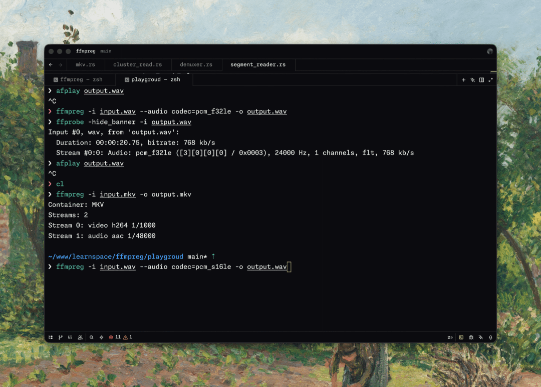 终端中运行 ffmpReg 进行音频格式转换与 MKV 文件探测