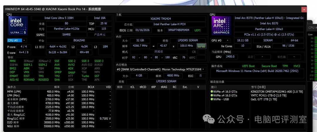 HWiNFO系统概要信息
