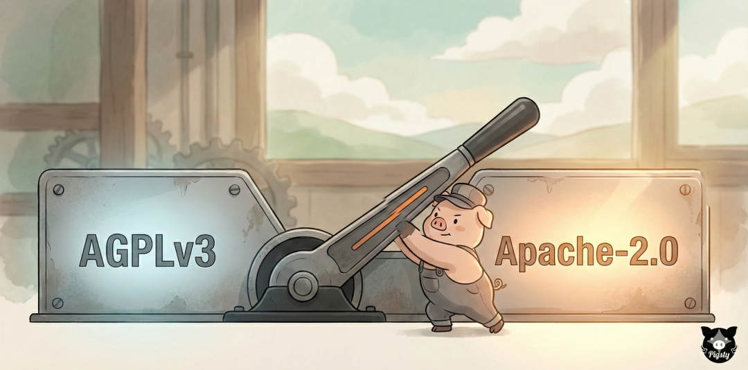 卡通小猪将许可证从AGPLv3切换到Apache-2.0