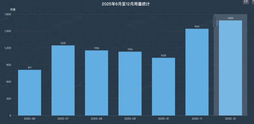 2025年6月至12月用量统计