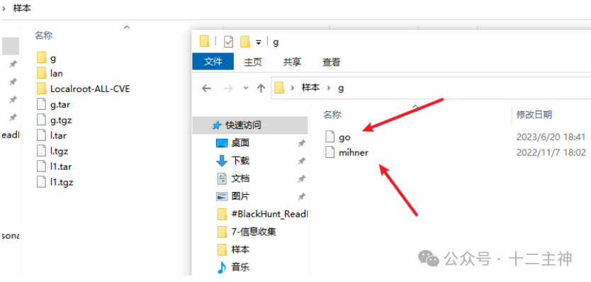 解压g.tgz得到go和mihner文件