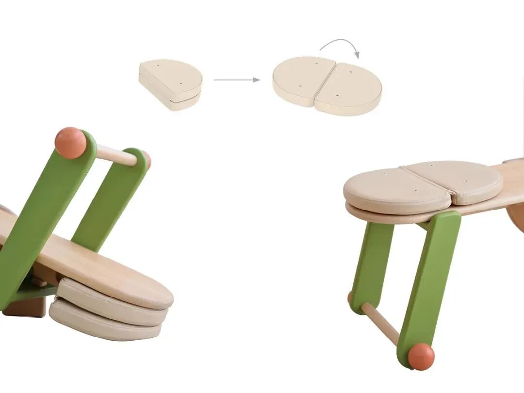 可折叠儿童木质座椅展开过程