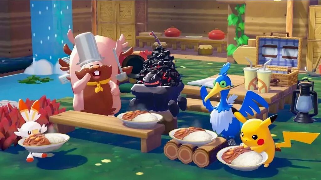 《宝可梦 Pokopia》中的宝可梦野餐场景
