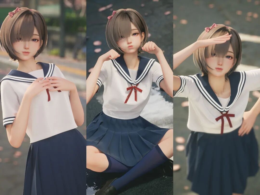 Ria水手服三姿态角色展示