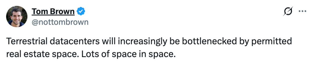 Tom Brown关于地外数据中心的推文