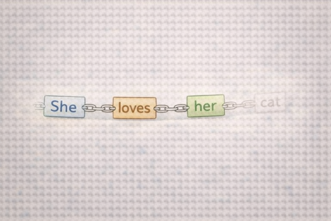 RNN处理序列“She loves her cat”的示意图