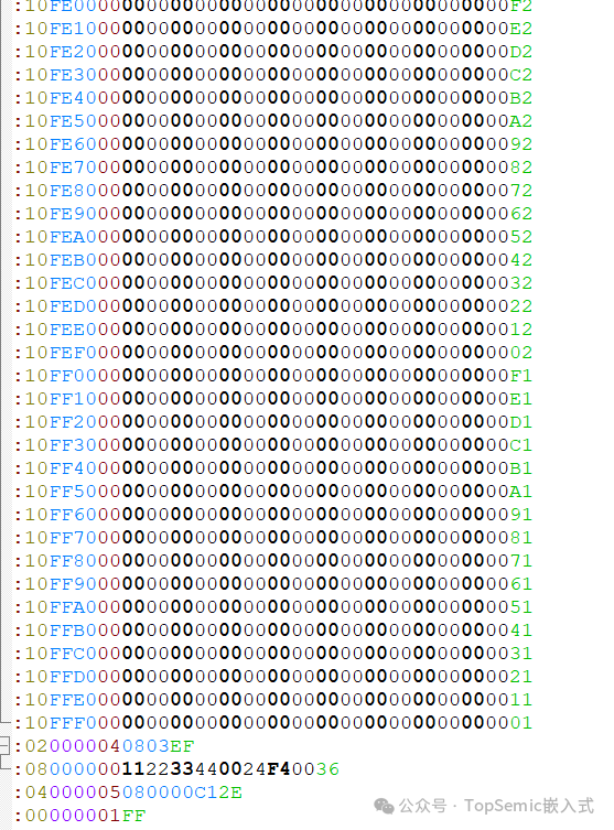 链接器填充未使用地址为0x00