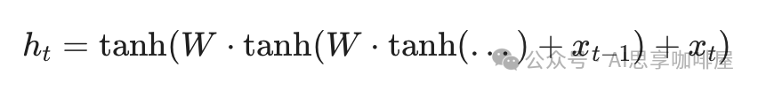 带非线性激活的RNN公式
