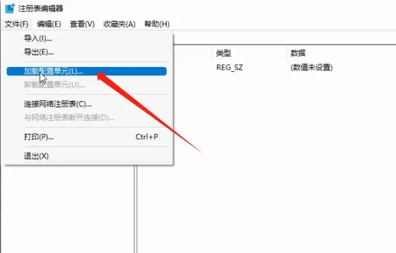 注册表编辑器加载配置单元选项