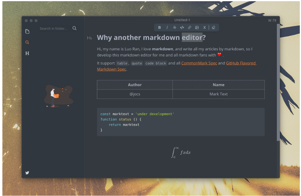 MarkText编辑器界面示意图