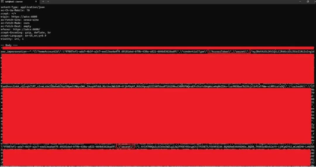 显示凭证泄露的终端界面截图