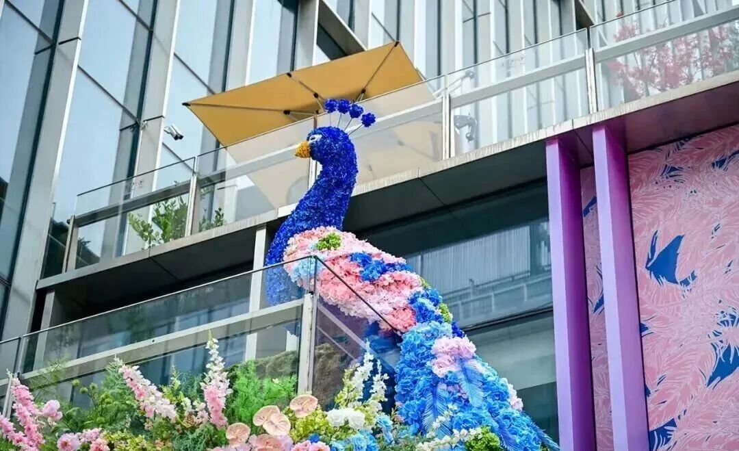 孔雀造型大型花艺雕塑