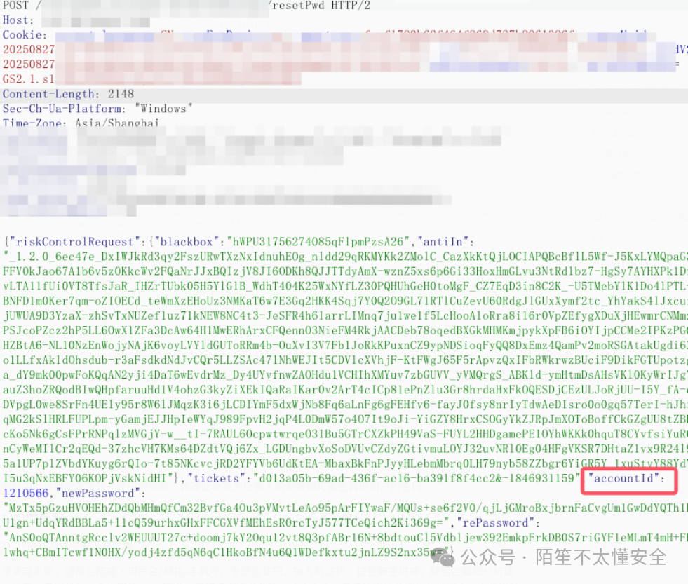 复杂的HTTP请求体,其中包含accountId等参数