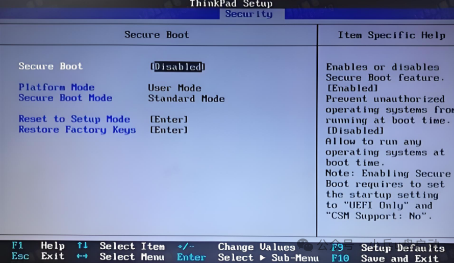 BIOS中Secure Boot设置