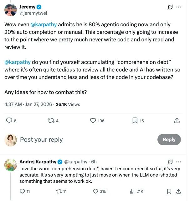 关于“理解债务”讨论的推文截图
