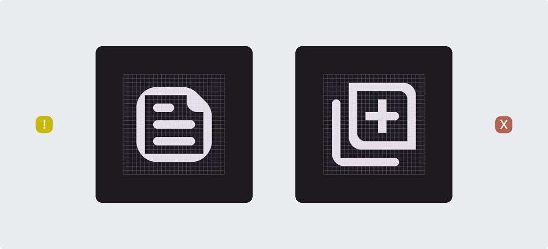 圆角过大与混用错误示例