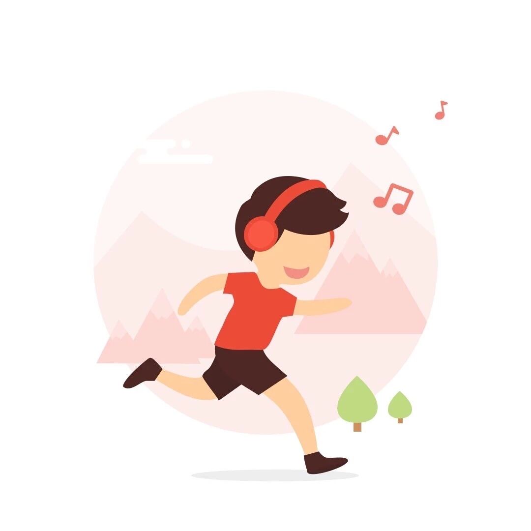 一个正在快乐奔跑的卡通男孩