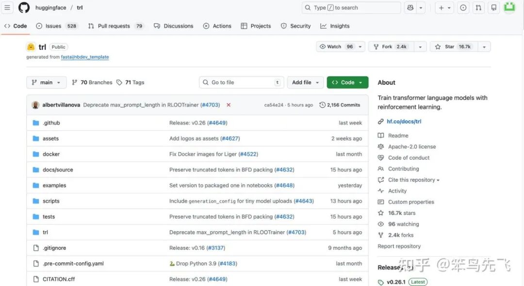 Hugging Face TRL GitHub仓库页面
