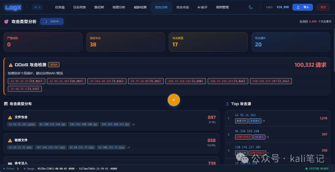 LogX 攻击分析与Top攻击源统计