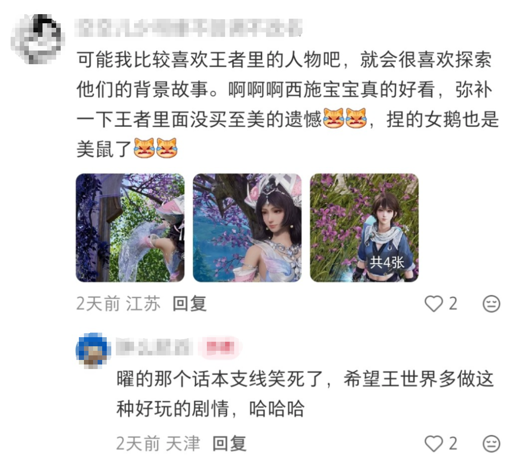 玩家分享对西施等英雄的喜爱之情截图