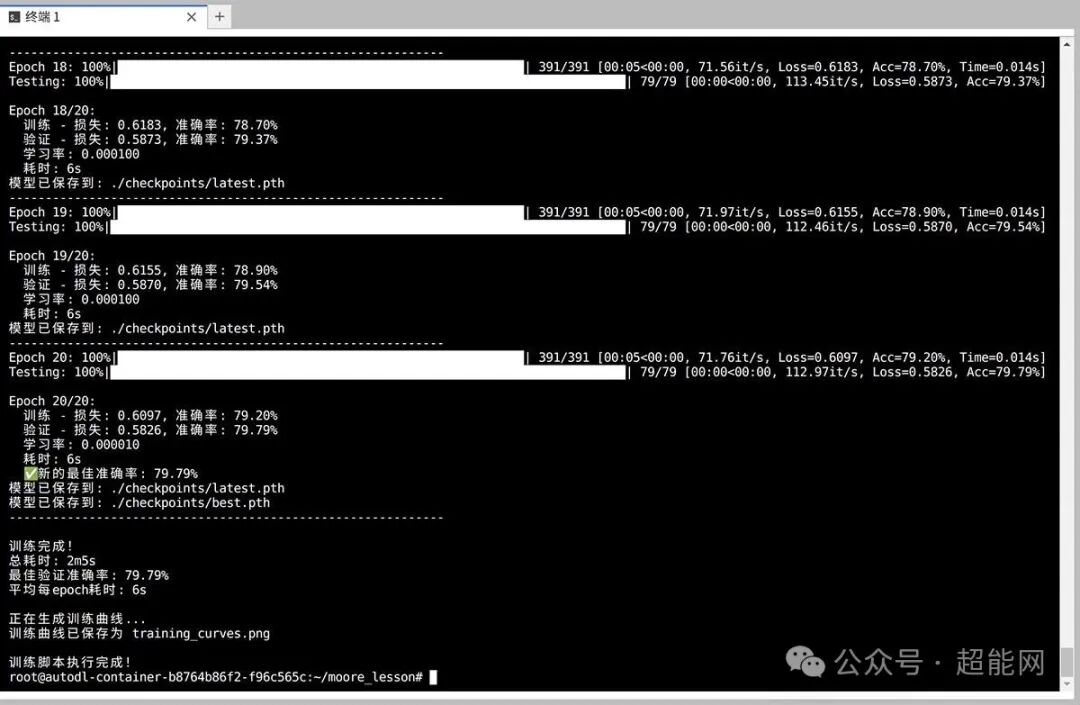 20个epoch训练完成日志