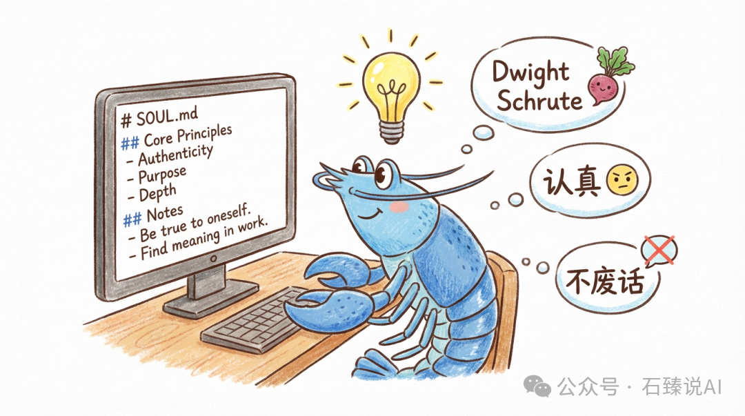 SOUL.md文件内容手绘插画