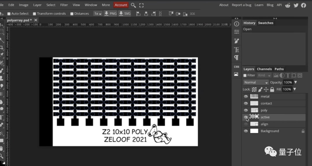 在Photoshop中设计芯片版图的界面截图