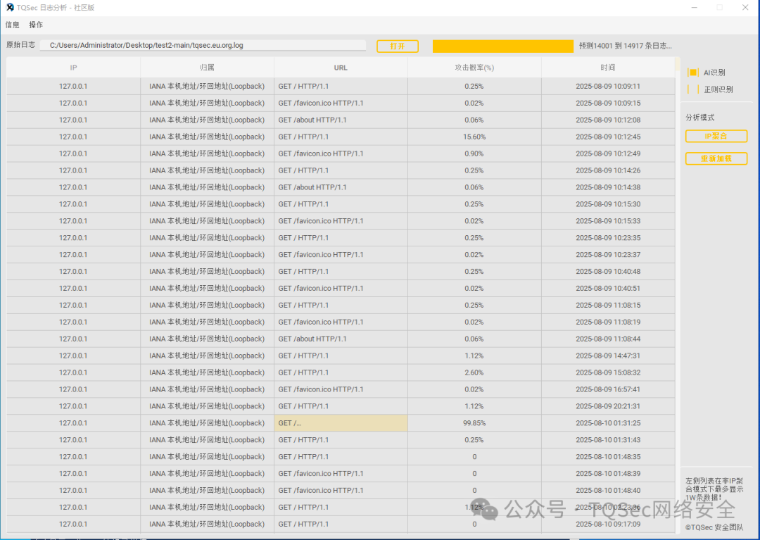 TQSec日志分析工具主界面