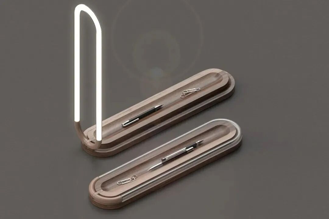 U形灯架与木质笔槽套装