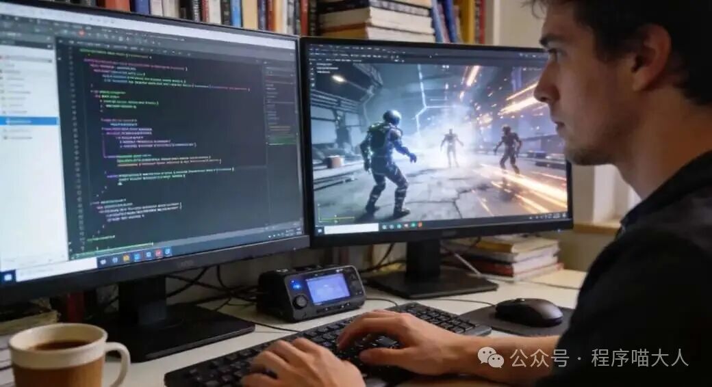 程序员在开发游戏场景