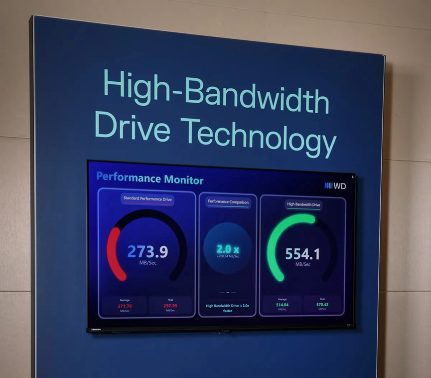 高带宽驱动技术性能对比展示屏