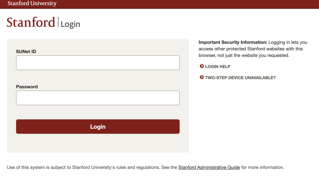 Date Drop的斯坦福大学登录界面