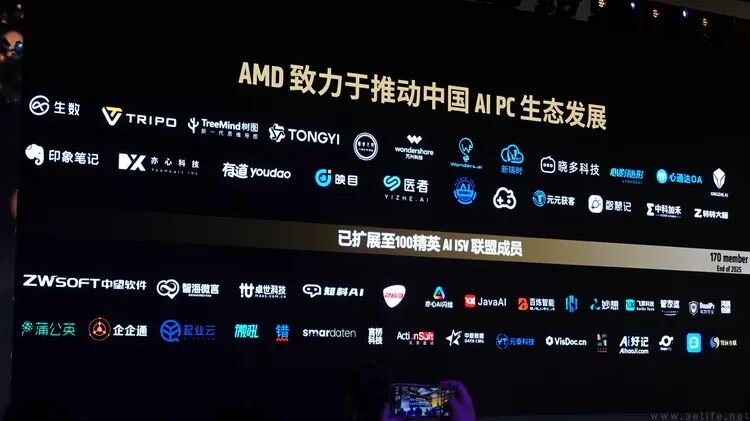 AMD推动中国AI PC生态发展合作企业屏幕